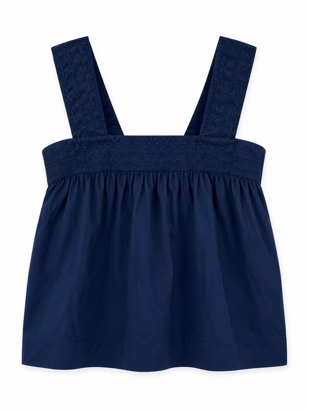 Girls Navy Embroidered Tank Top